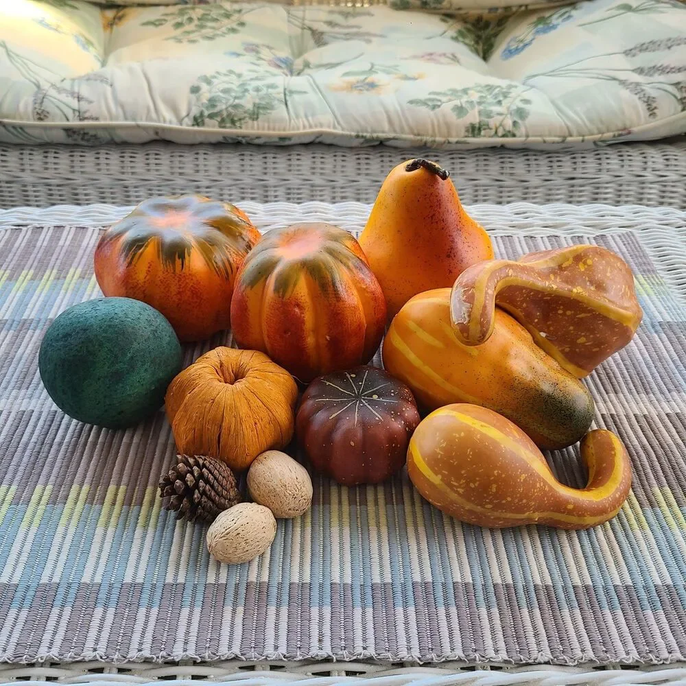 Vintage Life-Like Faux Harvest Lot Gourds Vegetables Fall Autumn Thanksgiving